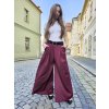 Dámské vínové kalhoty OLIVIRA s černým páskem