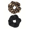 Oboustranná scrunchie gumička – leopard & černá
