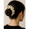 Scrunchie saténová gumička DORY béžová s černými puntíky3