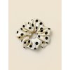 Scrunchie saténová gumička DORY béžová s černými puntíky