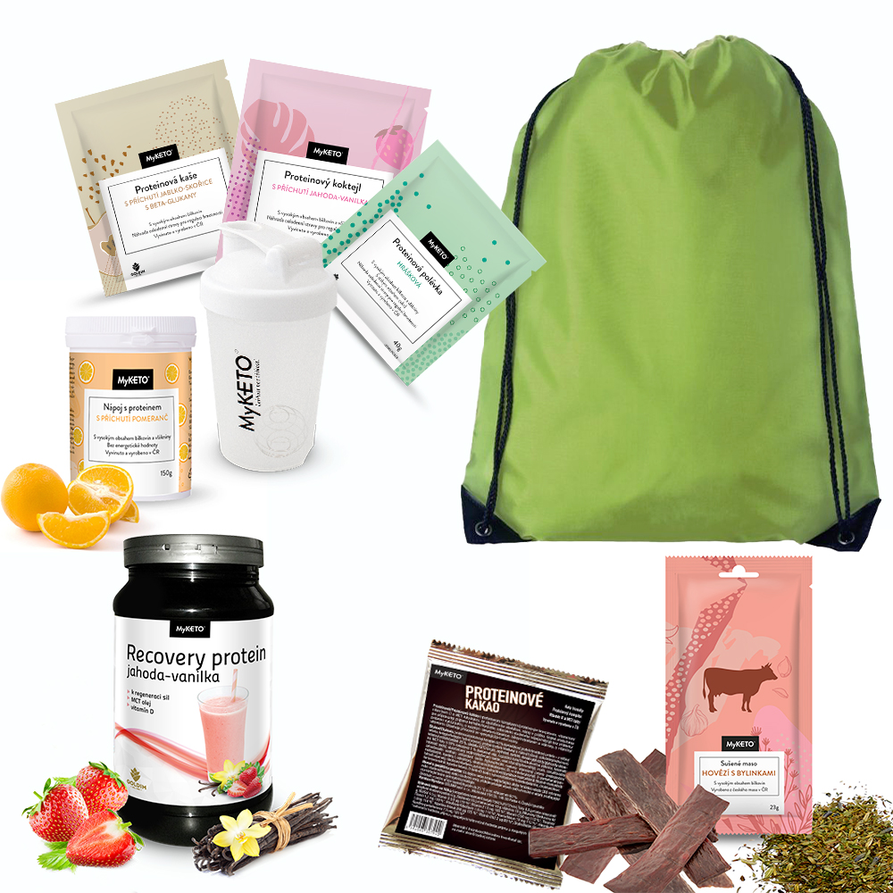 Cestovatelský low carb balíček keto jídel na 7 dní v batůžku + ŠEJKR ZDARMA