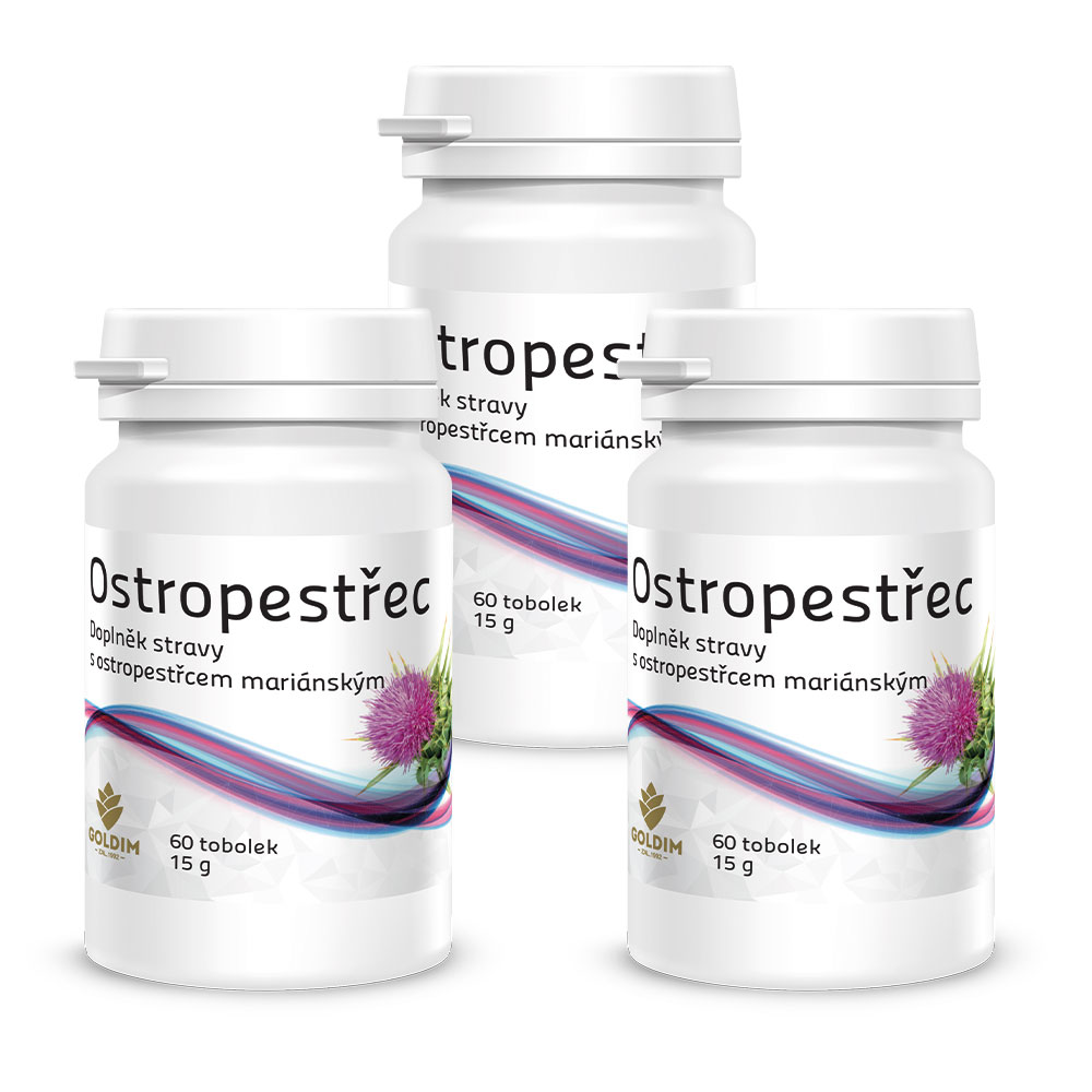 Ostropestřec s obsahem 80% silymarinu + vitamín C3x 60 kapslí