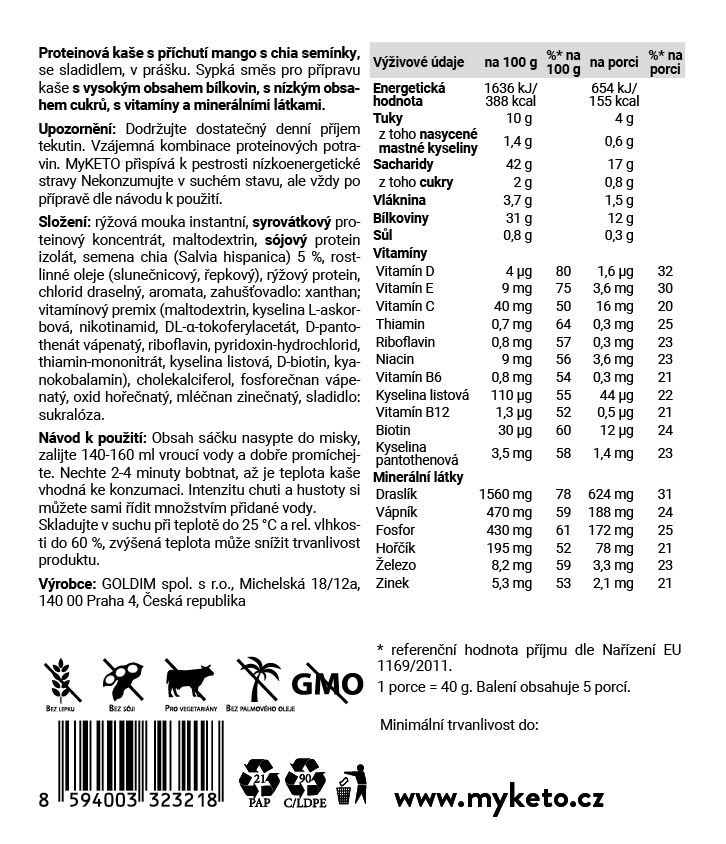 Proteinová palačinka jahodová 20×40g