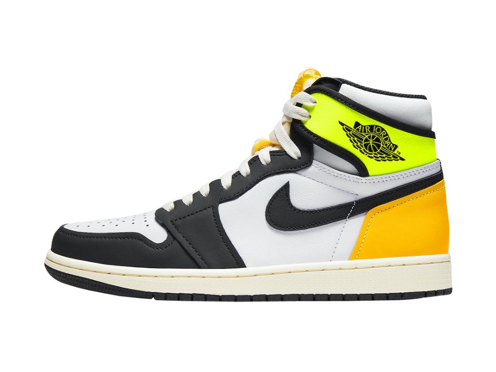 Jordan 1 Retro High White Black Volt University Gold