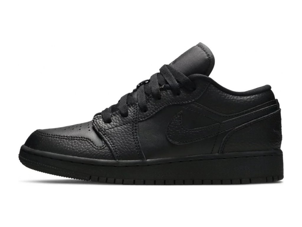 Jordan 1 Low Tumbled Leather Black (GS)