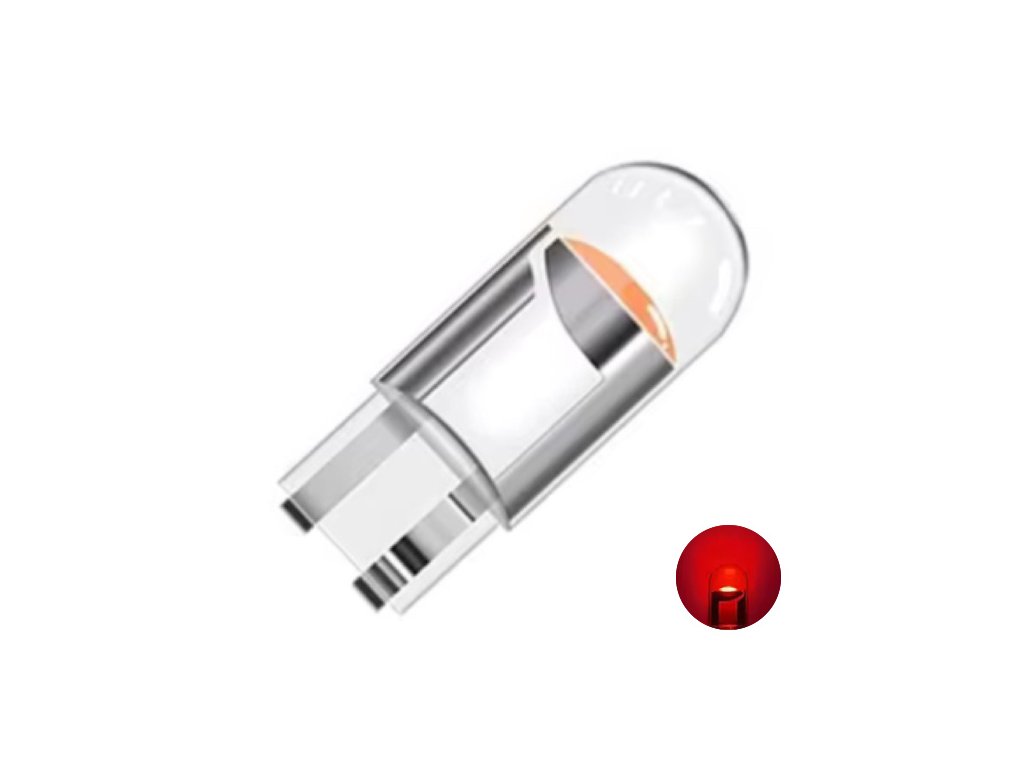 LED Žiarovka COB T10 W5W 12V červená