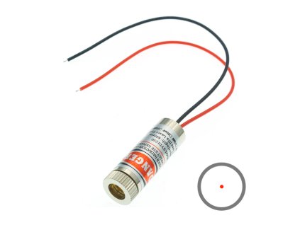 Laser 5mW, 12mm, 3 5V, červený, bodka 1