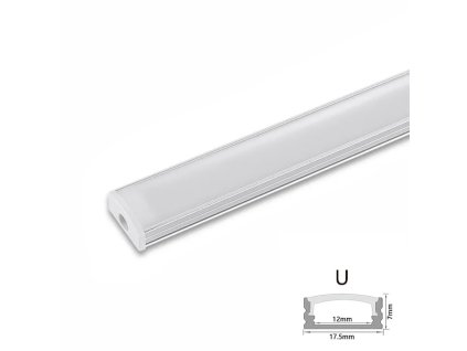 LED lišta povrchová strieborná STANDARD s mliečnou krytkou (+ 2 biele koncovky pre lištu) 50cm 1 copy