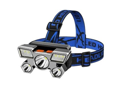 5LED Čelovka dobíjateľná s USB, modrá 1
