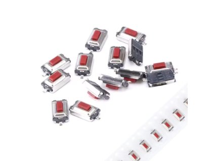 Mikrospínač 3x6x2,5mm 2pin SMD taktické tlačidlo červené 1