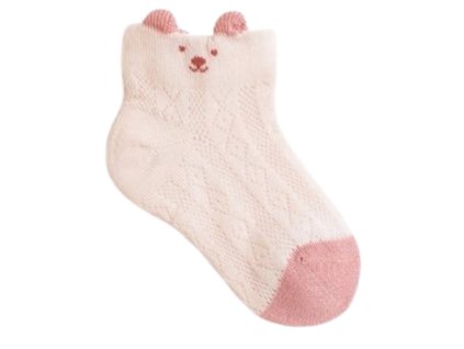 Bavlněné prodyšné ponožky - Bear Pink