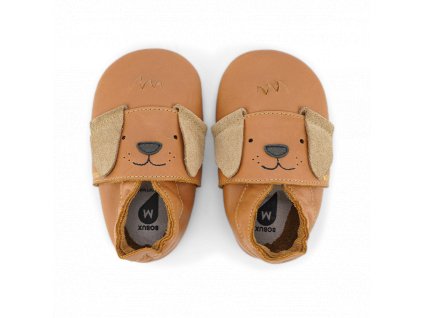 Kožené barefoot capáčky Bobux - Little Pup Caramel