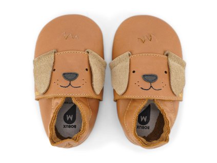 Kožené barefoot capáčky Bobux - Little Pup Caramel