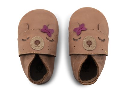 Kožené barefoot capáčky Bobux - Mama Bear Caramel