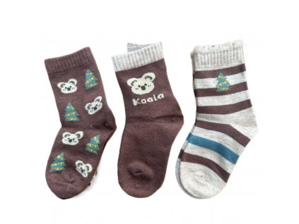 Bavlněné vysoké ponožky 3ks - Koala Brown