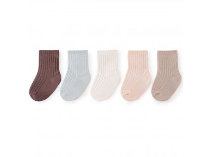 Jednobarevné bavlněné vysoké ponožky sada 5ks - Pink