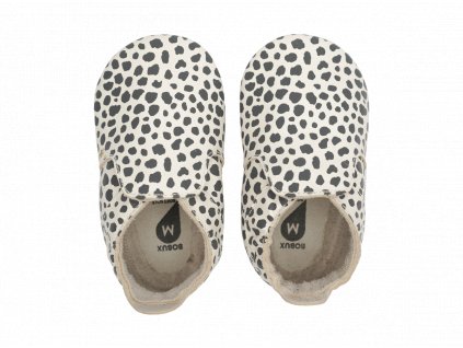 Kožené barefoot capáčky Bobux - Dalmatian Print Vanilla