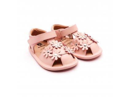 Capáčkové barefoot sandálky Oldsoles Flowers - Powder Pink
