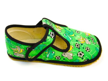 Barefoot dětské bačkory Beda BFN - Green Dinoball