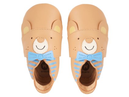 Kožené barefoot capáčky Bobux - Smart Bear Biscuit