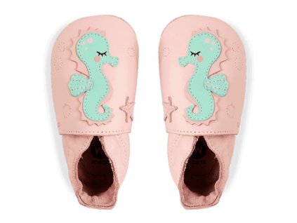 Kožené barefoot capáčky Bobux - Seahorse Heavenly Pink