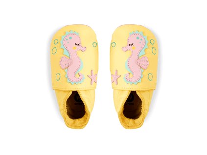 Kožené barefoot capáčky Bobux - Seahorse Pale Banana