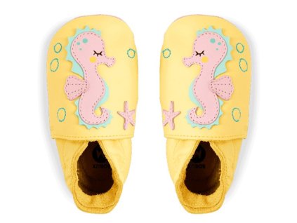 Kožené barefoot capáčky Bobux - Seahorse Pale Banana