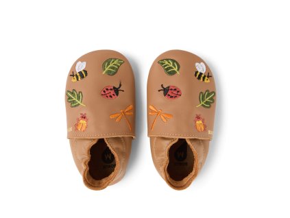 Kožené barefoot capáčky Bobux - Bugtopia Caramel
