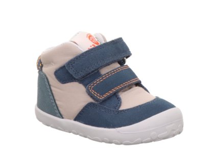 Celoroční barefoot capáčky Prewalker Superfit - Blau/Beige