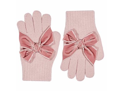 Rukavice s velkou sametovou mašlí Cóndor - Pale Pink