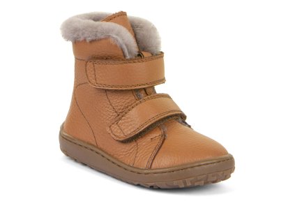 Vysoké zimní barefoot boty Froddo furry boot - Cognac