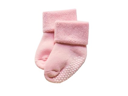 Bavlněné teplé ponožky s protiskluzem - Růžová