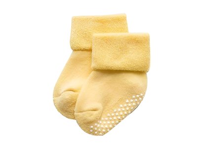 Bavlněné teplé ponožky s protiskluzem - Žlutá