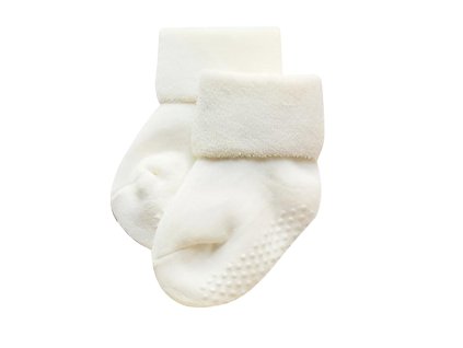 Bavlněné teplé ponožky s protiskluzem - Bílá