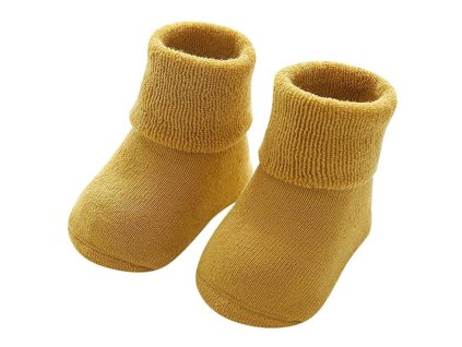 Teplé ponožky s protiskluzem - Hořčicová