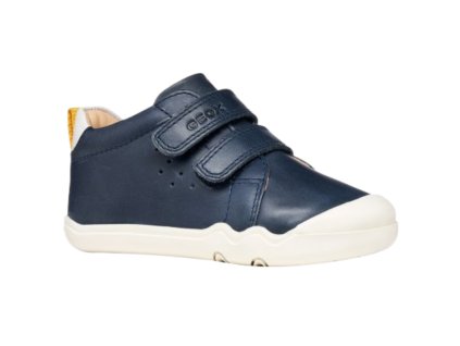 Celoroční kožené barefoot tenisky Geox B Steppieup - Navy/White