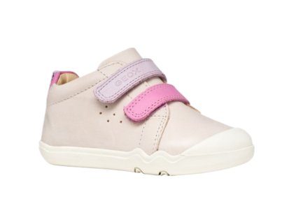 Celoroční kožené barefoot tenisky Geox B Steppieup - Ivory/DK Pink