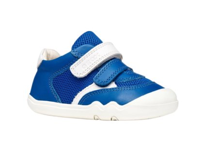 Celoroční kožené barefoot tenisky Geox B Steppieup - Royal/White