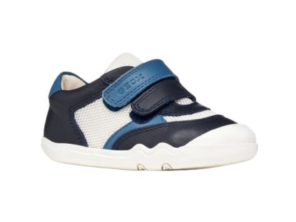 Celoroční kožené barefoot tenisky Geox B Steppieup - Navy/Avio