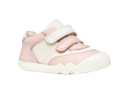 Celoroční kožené barefoot tenisky Geox B Steppieup - LT Rose/White