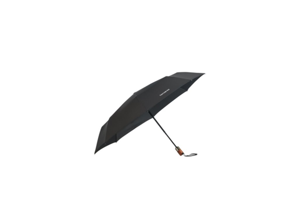 Samsonite skládací plně automatický deštník Wood classic krátký černý |  mylovebag