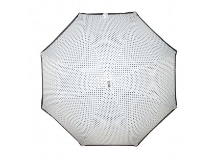 Doppler dámský holový vystřelovací deštník Fiber Flex AC Black & White bílý s černým puntíkem