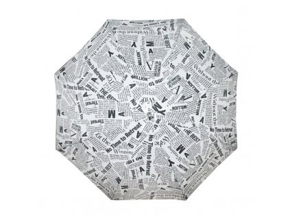 Doppler dámský holový vystřelovací deštník Fiber Flex AC Black & White bílý s černým novinovým potiskem