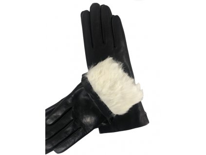 Luxusní černé dámské kožené rukavice