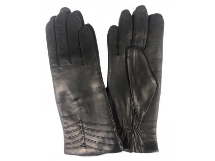Dámské černé kožené rukavice se vzorem