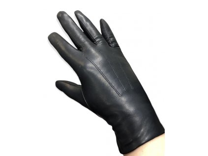 Dámské kožené rukavice černé s ruční výšivkou