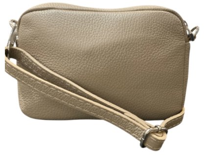 Dámská kožená malá crossbody kabelka tmavě béžová