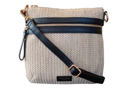 David Jones crossbody kabelka na výšku s přírodním vzorem - černá