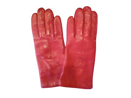 Kožené dámské rukavice Junek s výšivkou červené