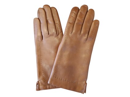 Kožené dámské rukavice Junek s výšivkou koňakové